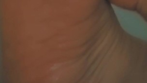 Shy sub lovely feet in tub