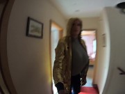 Doll dress up with female mask and skinny jeans