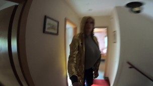Doll dress up with female mask and skinny jeans