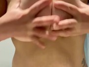 Bbw milf squeezes, grabs and bounces big tits