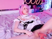 JOI Сучка Рам играется с секс-машиной, фантазируя о Субару-куне - Screenshot 13 of 16 - Teenager