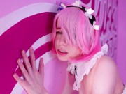 JOI Сучка Рам играется с секс-машиной, фантазируя о Субару-куне - Screenshot 15 of 16 - Blowjob