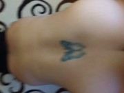 Milf fucked on knees takes cum on hair and back 8/16