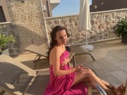 she wanted to take a dip in the pool at someone else's Villa but she had to suck a big cock and fuck 4/16