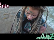 Sexy Bikini tease - Alternative tattoo ink girl with dreadlocks in Bikini at the beach - SFW outdoor 1/16