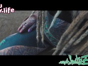 Sexy Bikini tease - Alternative tattoo ink girl with dreadlocks in Bikini at the beach - SFW outdoor 10/16