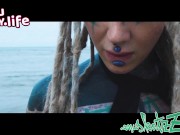 Sexy Bikini tease - Alternative tattoo ink girl with dreadlocks in Bikini at the beach - SFW outdoor 12/16