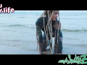 Sexy Bikini tease - Alternative tattoo ink girl with dreadlocks in Bikini at the beach - SFW outdoor 4/16