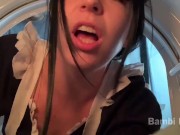 POV Big Booty Maid Bambi Bluu Stuck And Fucked in the Dryer 12/16