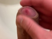 Man masturbates in the bathroom for the fifth time and barely cums in the sink