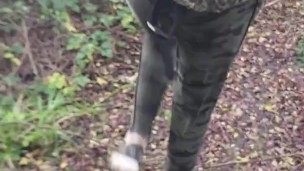 Teen girl pees herself outdoor