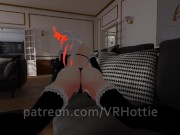 Red Head Maid With Thigh Highs Face Sitting Foot Job Stepping on Couch POV Lap Dance 5/16