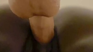 POV closeup fucking big white cock dildo