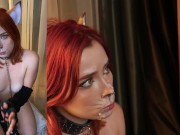 Сексуальная Лисичка Играет с Дилдо и Заглатывает Огромный Член - Кончил на Лицо