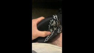 Cum on a black 34D bra