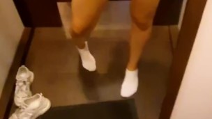 fitting rooms girl masturbate in white socks