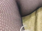 In fishnets showing you my legs and pussy open while I play!  12/16