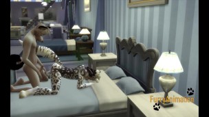 Furry Yaoi Hentai 3D Yiff - Dog & Snow Leopard Footjob and Anal