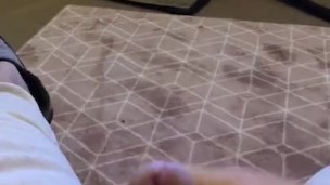Fat guy with micropenis wanks off with explosive cumshot