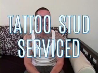 Hot Tattooed Straight Lucky Stud Serviced – Huge Facial & Cum Eating