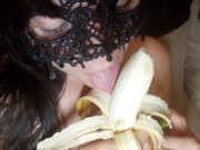 Girl learns to do blowjob and swallow cum