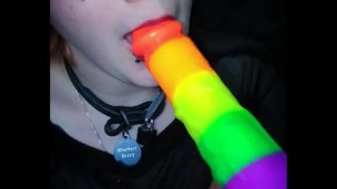 E-girl cutie gets to the end of the rainbow