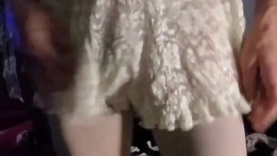 CD Michelle X Putting On Pantie hoes White Lingerie