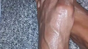 Veiny Ebony Feet Oily Massage