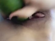 Huge Cucumber in my tight little pussy