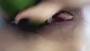 Huge Cucumber in my tight little pussy
