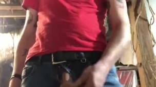Beermunkie white punk smokes and jerks his big cock for anyone who wants to see it exhib