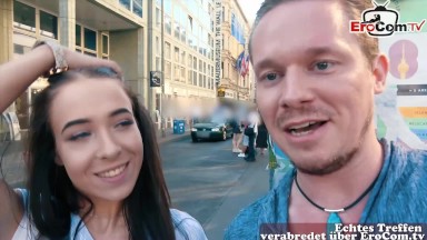 Au Pair student teen public pkck up blind date at street from berlin