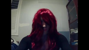 Tight Playmate Pt5! Female masked redhead i show you my butt in my tight white yoga pants!