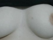(HD) Super Pale natural boobs get played with! Hard pink nipples.