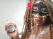 Cami Creams Covered in Whip Cream for Halloween 2020 Ebony BBW Mask Thick Thighs Spread OnlyFans 15/16