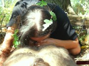 POV Cocksucking and Wet Sloppy Handjob in Woods; Leaves in her Hair, Tits Squeezed Out her Dress 4/16