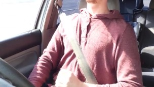 Huge Cock needed to cum while driving, I couldnt wait public