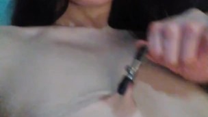 PinkMoonLust from ONLYFANS has Eye Rolling Hard Nipple CLAMP Pull Orgasm Breast Stimulation Only