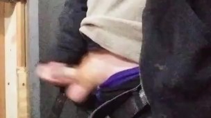 Jacking off, almost caught by maintenance man