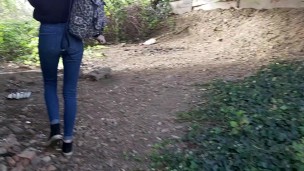 Teen almost caught pissing outside 