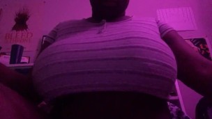 Ebony teasing with big juicy tits