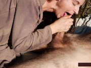 Outdoor Blowjob by MILF Ends With Handjob Squeezing Out Every Last Drop (Slow Motion Cumshot) 2/16