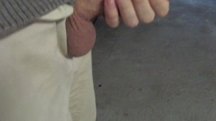 Male Public Parking Lot Masturbation with lots of cum from a horny cock outdoors