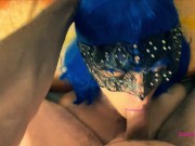 Blue Haired wife stares as she gets a nice facefuck with a sticky load in mouth 9/16