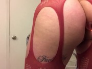 Shoving glass dildo up my tight ass