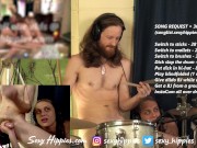 Handjob and Fingering my partner while drumming LIVE on CB 5/16