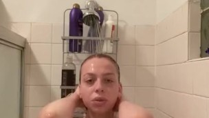 Getting clean in the hot shower 