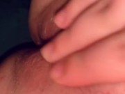 Playing with cum after creampie