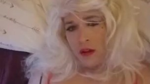 TG still stroking her cock