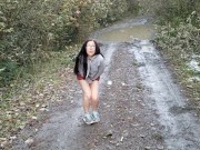 Piss and Puddle Sloshing in Bare Foot Sneakers 1/16